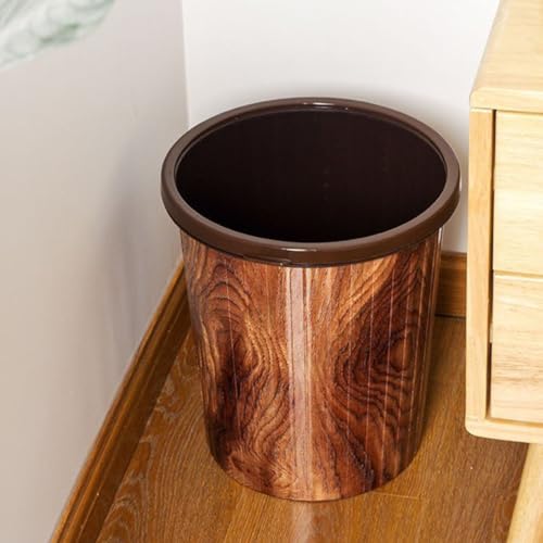 Caneca de basura de plástico imitación madera 10L miniatura 6