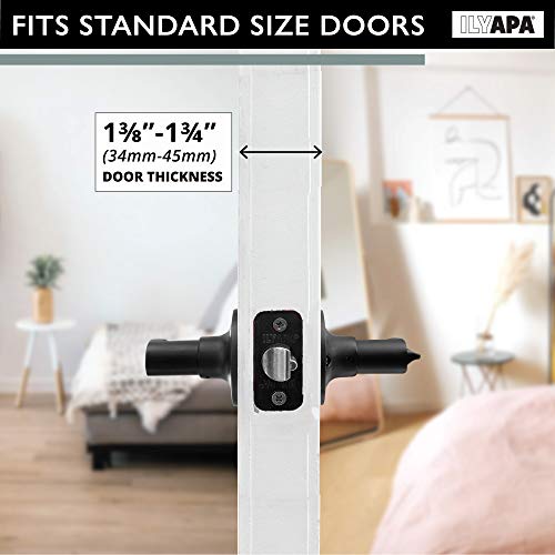 Ilyapa Privacy Door Lever For Bed/Bath - Wave, Matte Black Reversible Interior Keyless Turn Thumb Locking Door Leverset, Matte Black, 10 Pack #TOP4