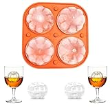 Halloween Pumpkin Ice Cube Mold, Orange Silicone Ice Tray with Lid, 3D Pumpkin Ice Cube Tray for Freezer, Whiskey Cocktail Ice Mold for Autumn Thanksgiving Party Supplies, Fall Bar Beverages Decor