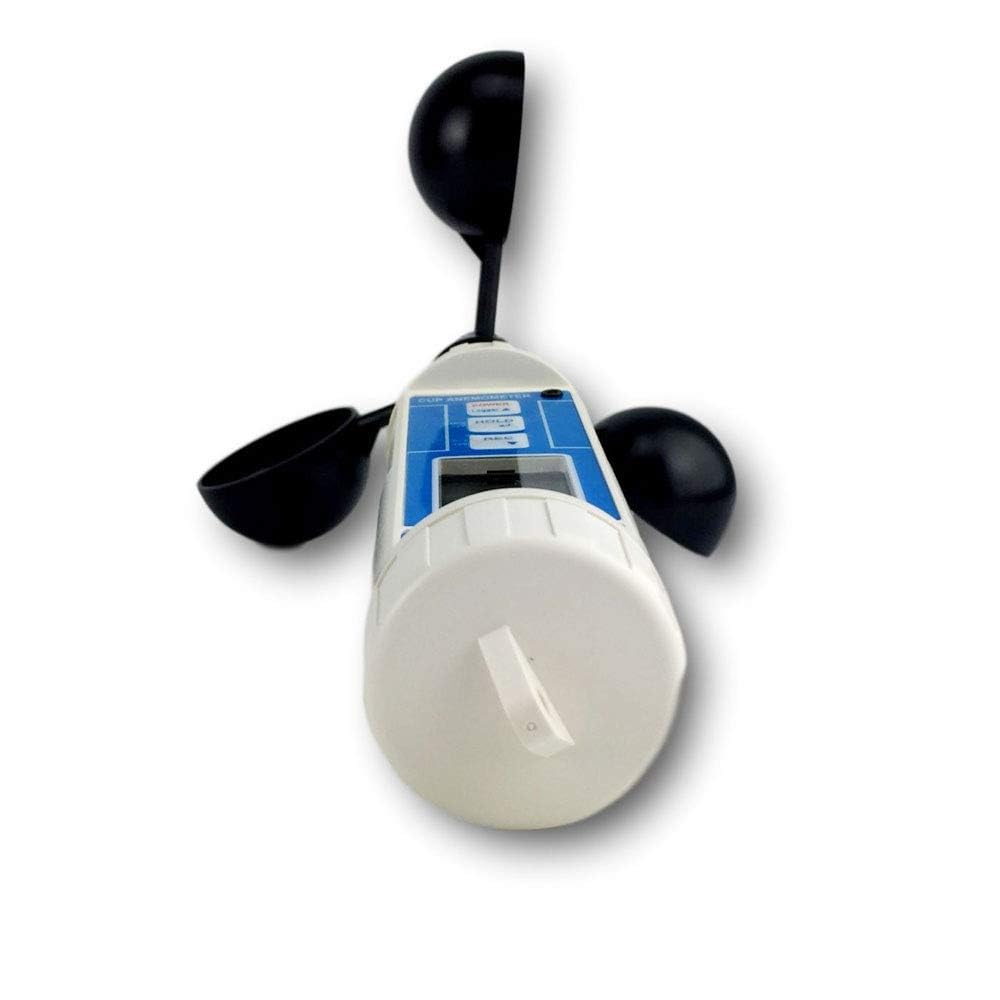 Anemometro a coppette digitale Lutron AM-4221 con misurazione della temperatura, 0,9–35,0 m/s, funzioni MAX/MIN, data logger a 100 punti, Data Hold e display LCD IP65