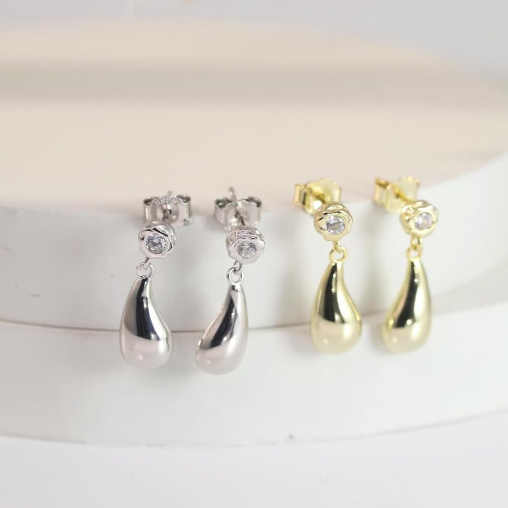 WBDWWTD Sterling Silber Zirkonia Tropfen Ohrringe für Frauen AAAAA CZ Tropfen Baumeln Ohrringe Abschlussball Geburtstag Schmuck Geschenke Braut