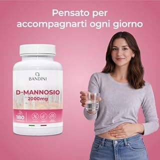 Bandini® D Mannosio per Cistite, 180 Capsule da 2.000mg di D-Mannosio Puro per Dose Giornaliera (Alto Dosaggio) - Integratore per Benessere e Supporto Vie Urinarie, D-Mannose 100% Vegan