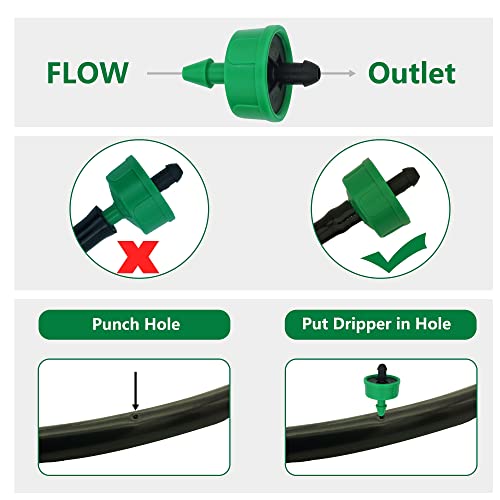 Yeedoox 1 Gph Drip Irrigation Emitters Pressure Compensating Drippers Constant Flow Heads Parts Garden Flower Pots Plants Systems Dig Kit For 1/4 Inch Watering Tubing Line 50-Pack #TOP4