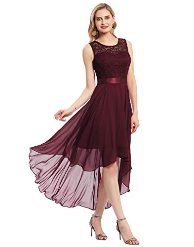 BeryLove-Damen-Spitzenkleid-Elegant-Vokuhila-Cocktailkleid-Aermellos-Abendkleid-Chiffon-Hochzeitskleid-Brautjungfer-Kleid