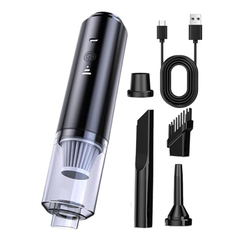 Aspiradora de coche inalámbrica, aspiradora de mano para vehículo, proceso silencioso de bajo ruido, diseño compacto ligero, ideal para limpieza de sofá, sedán, 0,5 L, color negro, 1 pieza