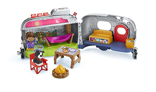 Fisher-Price Caravane d’Apprentissage Lumineuse Little People – Version multilingue, 1 véhicule 2 en 1 avec lumières et chansons, Jouet d'Éveil, Dès 1 an, HJN40