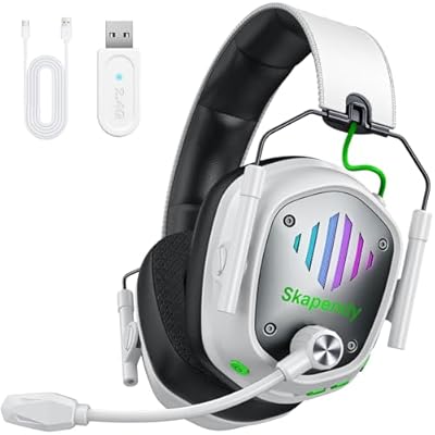 Skapendy VK81 Gaming Inalámbricos Auriculares Gaming Inalámbricos para PS5 PS4 PC Switch Sonido Estéreo con Micrófono Cascos con Luz LED y Autonomía de 50+ Horas