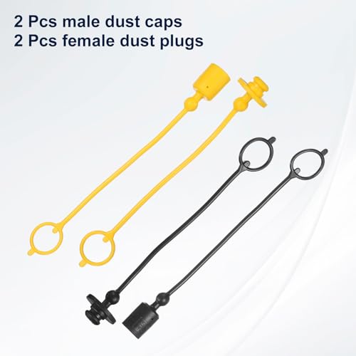 Image of HARFINGTON 2Sets 1 /4 Hydraulic Hose Dust Cap and Plug Kit, ISO-A Male Dust Cap & Female Plug Cover Quick Disconnects Air Coupler Cover Port Plug Fittings with Retention Ring, Black /Yellow