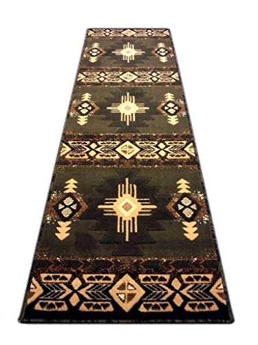 South West Runner Rug 2 Feet X 7 Feet Green Design C318 #TOP6