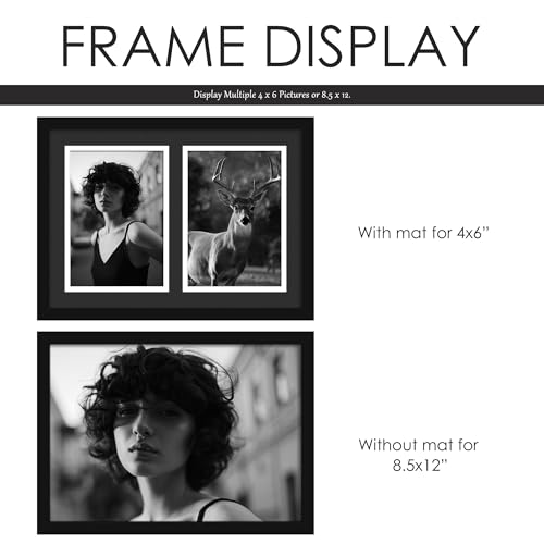 Image of DUENPY 8.5x12 Collage Picture Frame, 5x7 Collage Picture Frame, Displays Double 5x7 inch Photos, Wall Decor Wall Hanging or Tabletop, Black Mat.