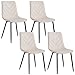 Lestarain Esszimmerstühle 4er Set, für Esszimmer Küche Wohnzimmer, Küchenstühle mit Rückenlehne modern, mit Metallbeinen, aus Samt, 150 kg belastbar, Creme
