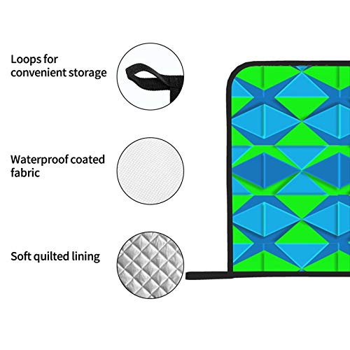 Geometric 3D Aqua Lime Green Shapes Design Pot Holder Set Heat Resistant Heat Mat 2 Pcs Hot Pads For Kitchen 8×8 Inch For Cooking And Baking #TOP3