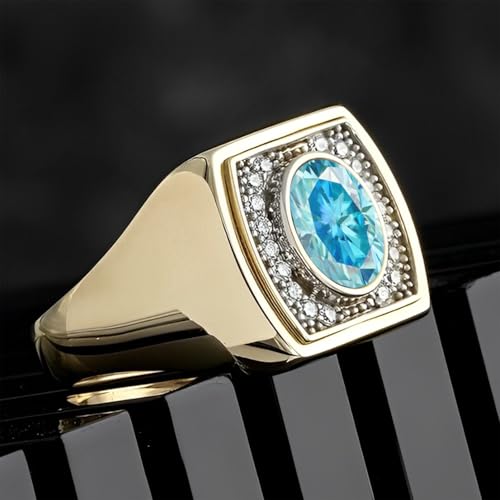 10K 14K 18K Gold 2Carats Gemstone Men's Wedding Rings Birthstone Engagement Rings for Him/Husband for Anniversary Valentines Day Birthday Jewelry Gifts2