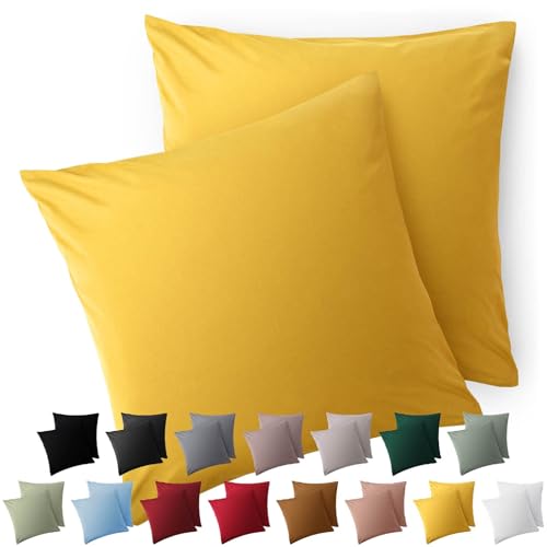 Blumtal Taie Oreiller 60x60 Lot de 2 - Housse de Coussin Microfibre - Taies d'oreillers avec Fermeture enveloppe, certifiée Oeko-Tex, Extra Douce et Lavable - Jaune...