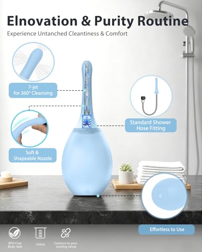 Image of Enemas Anal Douches Anti Backflow-Enema Bulb and Anal Cleaner for Men & Women, Reusable Douche Bottle for Women - Shower-Compatible Cleaner for Men, Easy to Use & Travel Friendly,Blue