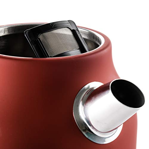 Image of Westinghouse 1.7L 2200W Retro Series Electric Kettle | Fast Boil, Water Boiler For Hot Drinks, Quiet Boil & Detachable Filter | Temperature & Water Level Indicator | 2 Years Warranty (Red)
