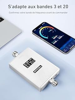 ANYCALL Amplificateur Reseau Mobile pour Bande 3 et 20, Amplificateur 4G LTE 3G GSM 2G pour Maison Bureau, Antenne à Haut Gain, Compatible avec Orange SFR Bouygues Telecom Free, écran Tactile