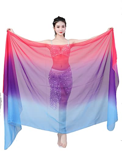 Lady's Belly Dance Lightweight Imitated Silk Gradual Colorful Scarf Veil 2.2x1.2M Shawl