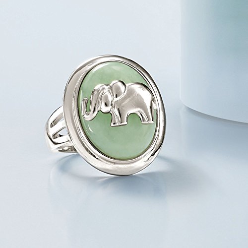 Ross-Simons Jade Elephant Ring In Sterling Silver. Size 7 #TOP18