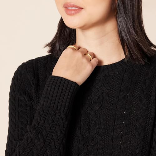 Image of Amazon Essentials Women's Regular Fit Soft Cotton Cable Knit Ribbed Crewneck Sweater (Available in Plus Size)