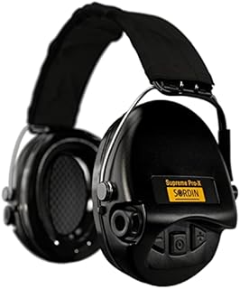 Sordin Supreme PRO X - Noise Reduction Hearing Protection Active Safety Ear Muffs - Black Canvas Headband and Cups