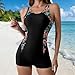Women Stretch Padded One Piece Swimsuit, Fashion Print Tummy Control Slim Fit Bathing Suits Surfing Athletic Swimwear