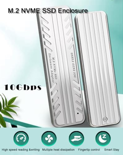 Carcasa externa para SSD M.2 NVMe aluminio plata miniatura 2