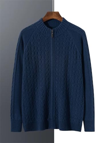 Men’S Thick Cashmere Cardigan Crew Neck Long Sleeve Full Zip Paisley Pattern Casual Knitted Sweater2