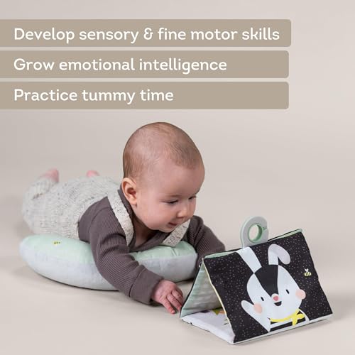 Image of Taf Toys Tummy Time Double-Sided Crinkle Book & Baby Development Tummy Time Support Toy, Sensory Stimulation for Newborns 0-6 Months Sensory Toys