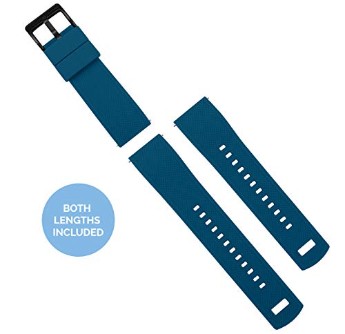 Image of BARTON Elite Silicone Watch Bands - Black Buckle Quick Release - Choose Strap Color & Width - Two Tone Blue (Flatwater) 19mm