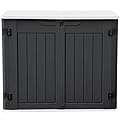 DWVO Outdoor Weather-Resistant Horizontal Storage Shed, 35 Cu Ft Capacity, Lockable and Waterproof, Suitable for Storing Garden Tools, Dark Gray