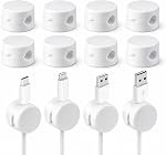 Magnetic Cable Clips 12-Pack – Desk Cable Organizer for Phone Charging Cables USB Wires & Headphones – Strong Adhesive Cord Holder for Car Wall Nightstand & Office – Easy Cable Management(White)