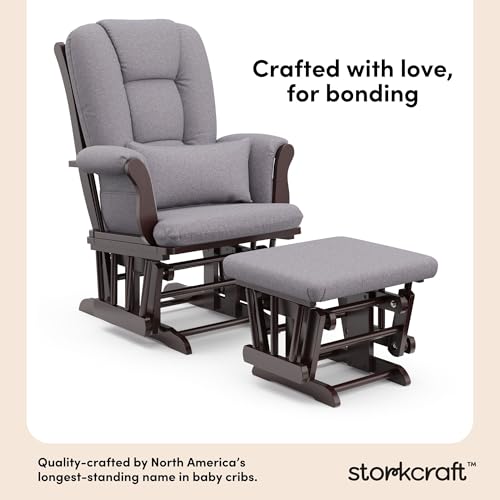 Image of Storkcraft Tuscany Glider & Ottoman with Lumbar Pillow, Espresso /Gray Swirl