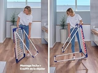 Leifheit Séchoir à Linge Pegasus 180 Solid, séchoir sur Pied Grande Surface d'étendage, étendoir à Linge Solide et Inoxydable, Un Accessoire