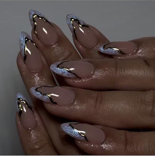 Dreamy Purple Medium Almond Press on Nails | Handmade French Tips Press ons | Lux Gel Nails | Acrylic Press on Nails | Glue On Nails | Gift for Her (Purple, SIZE=M)