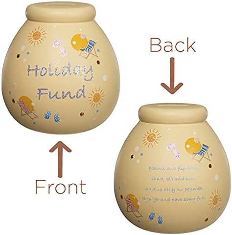 Pot Of Dreams Giant Holiday Fund Box | Break to Open Piggy Bank | Money Saving Jar for Travel or Vacation Idea for Women & Men | Ceramic | Cream, Multi