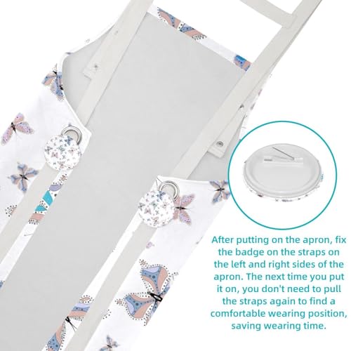 Lot de 2 tabliers de cuisine avec 4 broches à motif papillons aquarelle