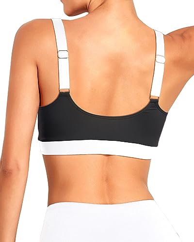 Image of Tempt Me Women Sports Bra Swim Crop Tops Only | Scoop neck, Bathing suits top, Removable cups, Adjustable straps
