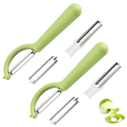 2 Stück P-Sparschäler für Tupper mit 4 Ersatzklingen Schäler für Tupperware Ersatzteile Kartoffelschäler für Spargelschäler Edelstahl Ersatzklinge für Gemüseschäler Schälmesser Orangenschäler Peeler