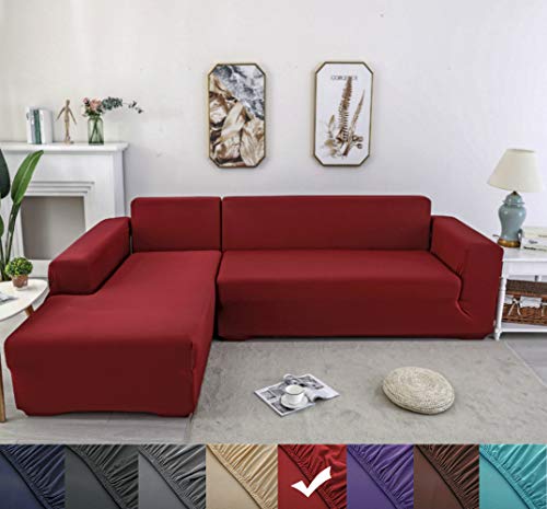 Youjoy Funda de Sofá Elástica - 1/2/3/4 Plazas Funda Sofá Chaise Longue en Forma de L Necesita Comprar 2 Piezas
