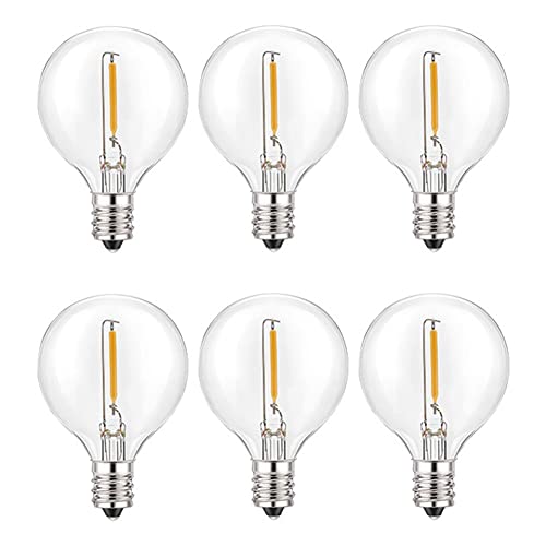 Fpreeza 6Pcs G40 Lampadine LED di Ricambio, Lampadine LED a Globo Infrangibili con Attacco E12 per Luci a Catena Solari, Bianco Caldo