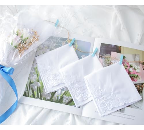 Image of Lace Cotton White Handkerchiefs Perfect Wedding Bulk
