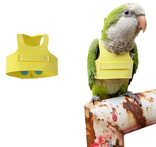 FORZENA Bird Flight Harness Vest, Parrot Flight Suit with Leash for Parakeets Cockatiels Conures Budgies, Bird Flying Clothes with Rope and Handle for Outdoor Activities Training (5XL,Yellow)