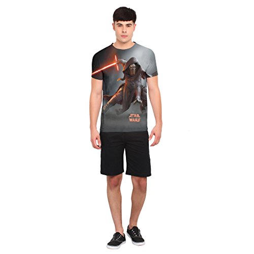 Image of Star Wars Mens Polyester Printed Round Neck Short Sleeves Tshirt - Grey (STWR0021)