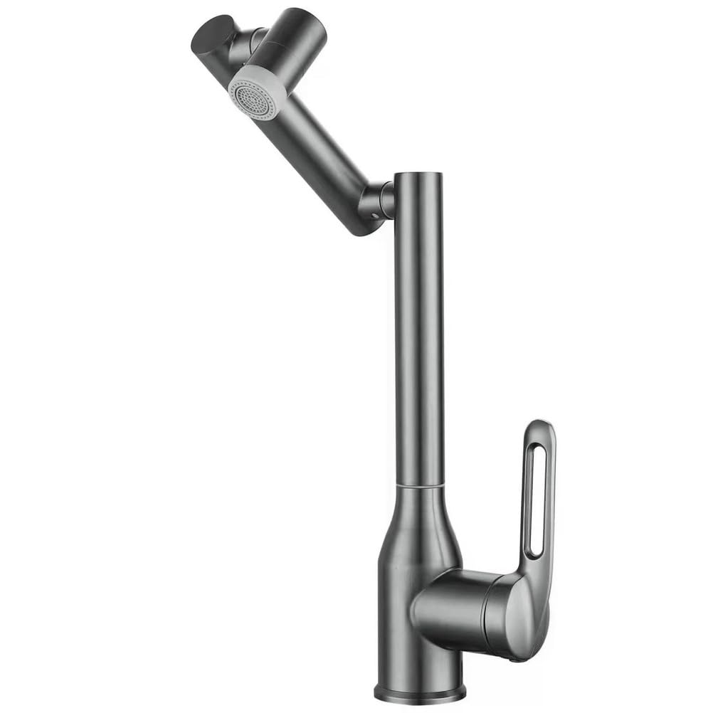 Robinet de cuisine gris rotatif pour simplifier le nettoyage de l'évier