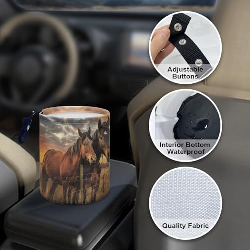 Image of Horse Car Garbage Can Mini Car Trash Bin Car Organizer Car Storage Bag Waterproof Portable Men Accessories Car Decor