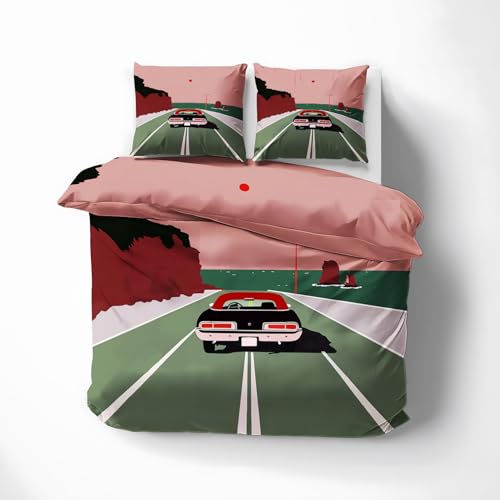 Jdm Bedding Double - Jdm Decor, Japanese Sports Car Duvet Cover, Soft Breathable Microfibre Reversible Quilt Cover 200x200 cm and Pillowcases 50x75 cm, Bed Set with Zipper Closure S#&225