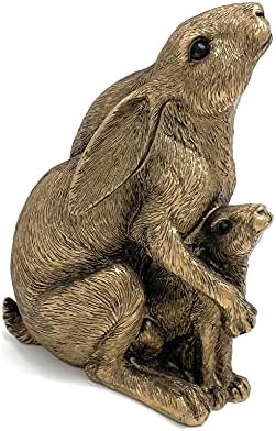 Leonardo Collection Reflections Bronze Moon Gazing Hare with Baby Pair of Hares Ornament Figures