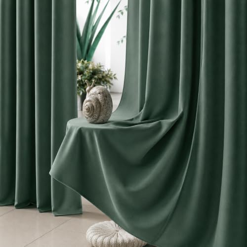 Image of THE LINEN COMPANY Solid Curtains 9 Feet Long, Duck Canvas Cotton Door Curtains for Hall & Bedroom, 9ft Set of 2, Sea Green