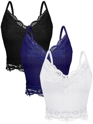 Débardeur en dentelle Y2k lot de 3 caracos côtelés pour femme